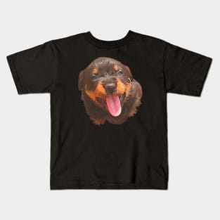 Cartoon Style Nerdy Rottweiler Puppy Sticking Tongue Out Kids T-Shirt